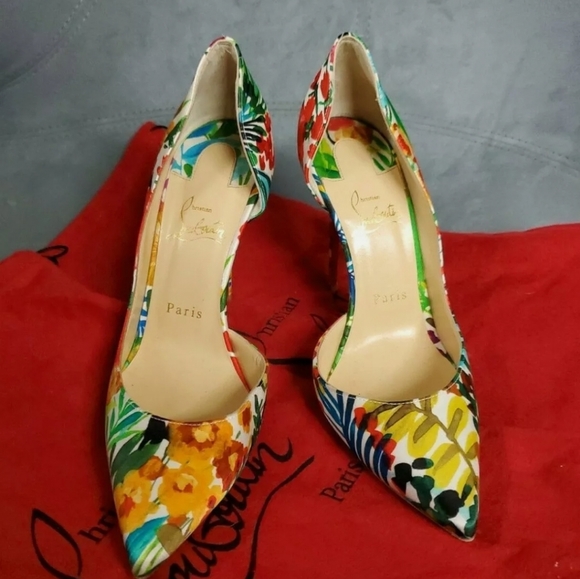 Christian Louboutin Iriza Crepe Satin Fleuri sz 39 - Picture 2 of 6
